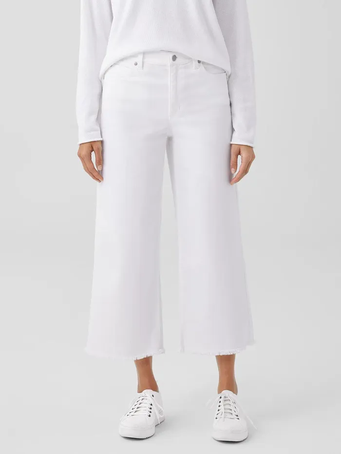 Women Eileen Fisher Denim Organic Cotton Denim WideLeg Jean White