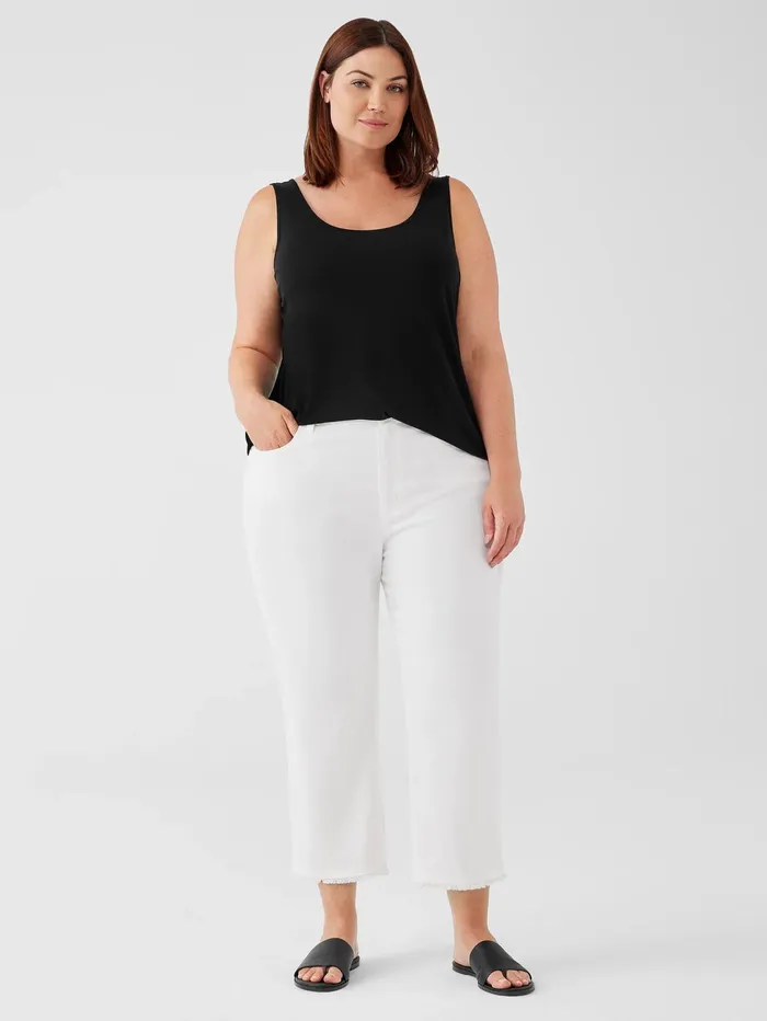 Women Eileen Fisher Denim Organic Cotton Denim WideLeg Jean White