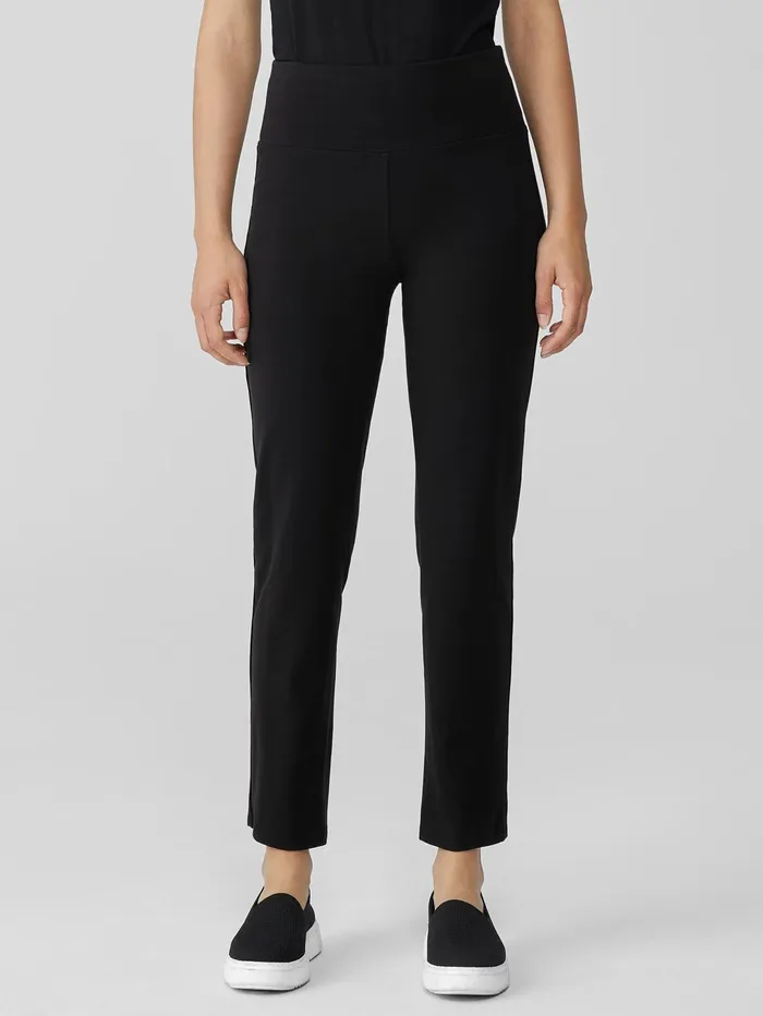 Women Eileen Fisher Pants Shorts and Jumpsuits Pima Cotton Stretch Jersey HighWaisted Pant Black