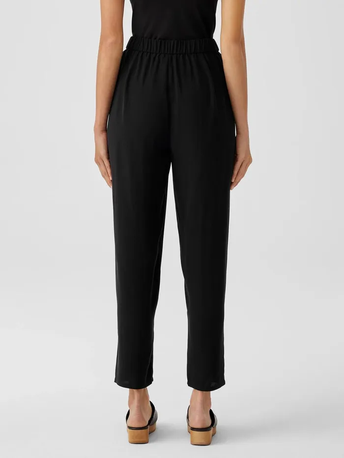 Women Eileen Fisher Pants Shorts and Jumpsuits Silk Georgette Crepe Tapered Pant Black