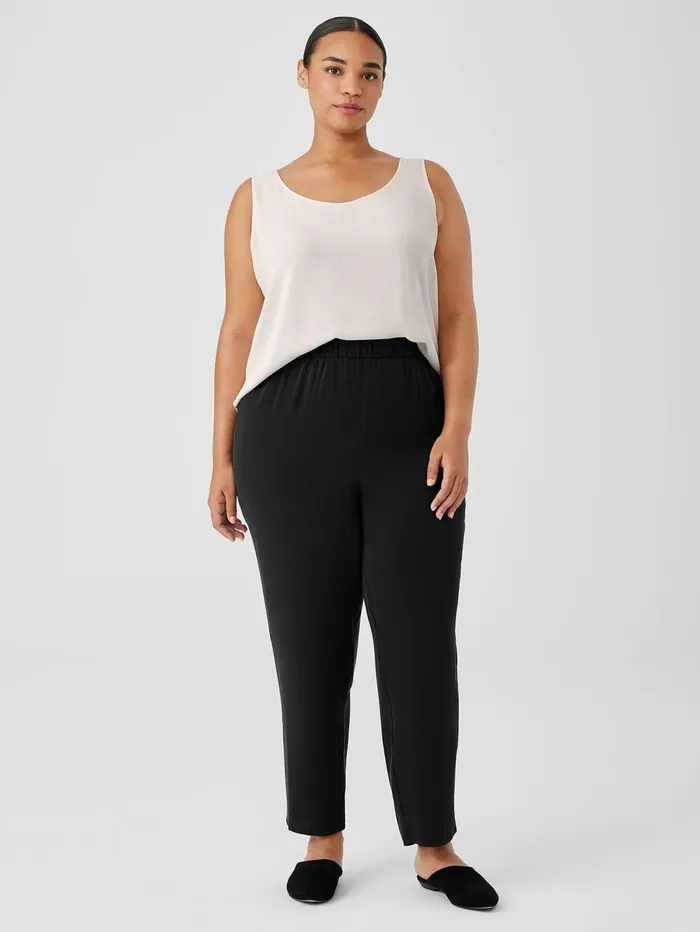 Women Eileen Fisher Pants Shorts and Jumpsuits Silk Georgette Crepe Tapered Pant Black
