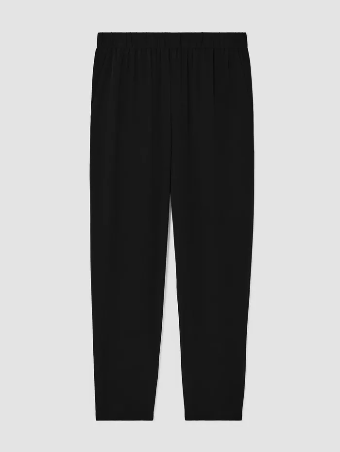 Women Eileen Fisher Pants Shorts and Jumpsuits Silk Georgette Crepe Tapered Pant Black