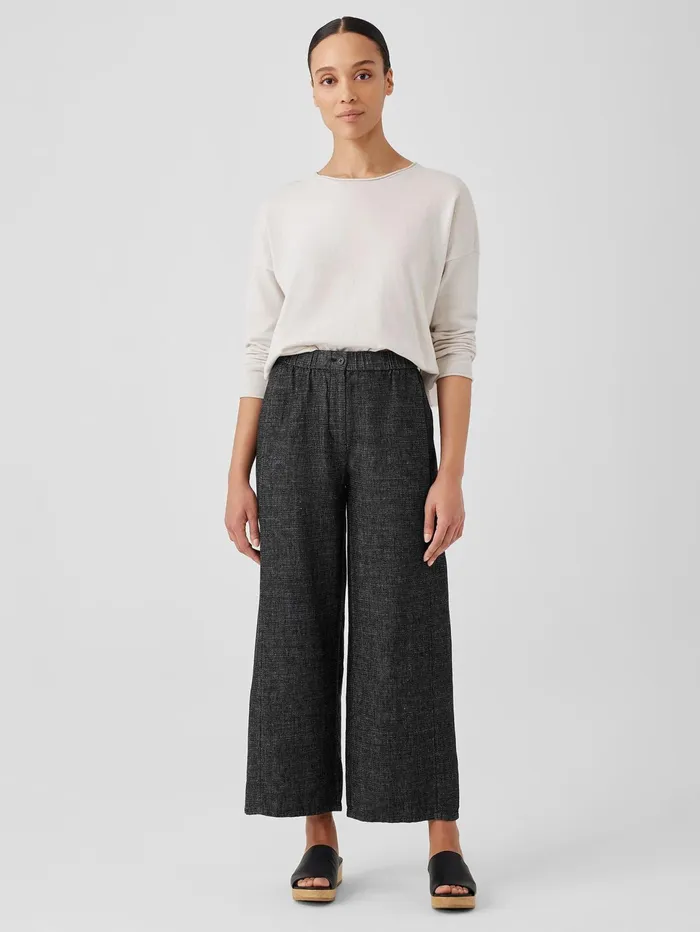 Women Eileen Fisher Pants Shorts and Jumpsuits Tweedy Hemp Cotton WideLeg Pant Black Women Eileen Fisher Pants Shorts and Jumpsuits Tweedy Hemp Cotton WideLeg Pant Black