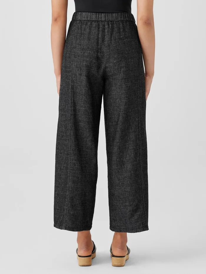 Women Eileen Fisher Pants Shorts and Jumpsuits Tweedy Hemp Cotton WideLeg Pant Black