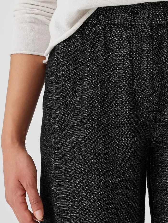Women Eileen Fisher Pants Shorts and Jumpsuits Tweedy Hemp Cotton WideLeg Pant Black