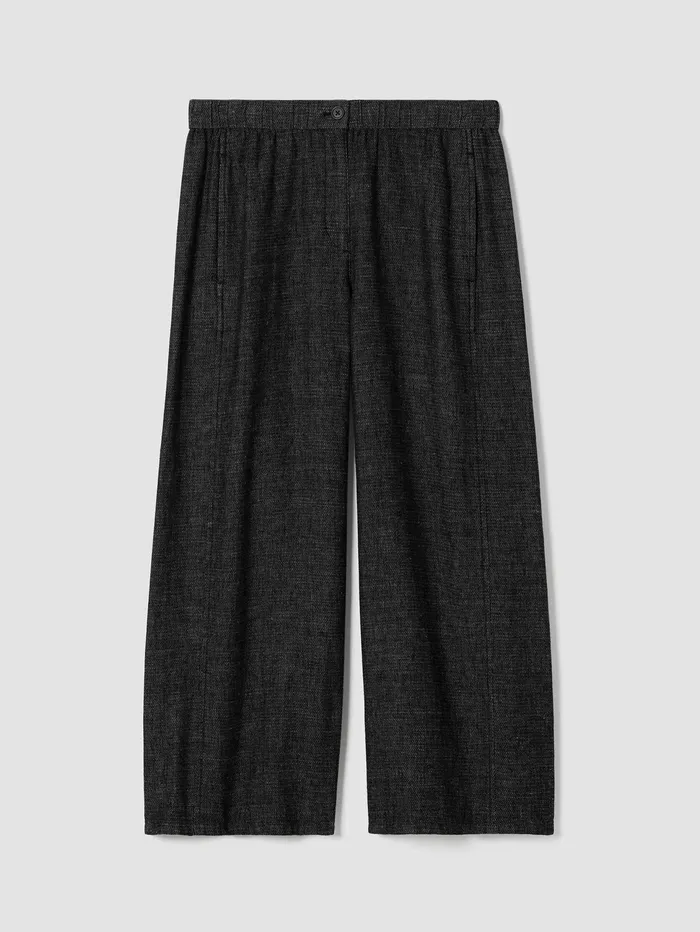 Women Eileen Fisher Pants Shorts and Jumpsuits Tweedy Hemp Cotton WideLeg Pant Black