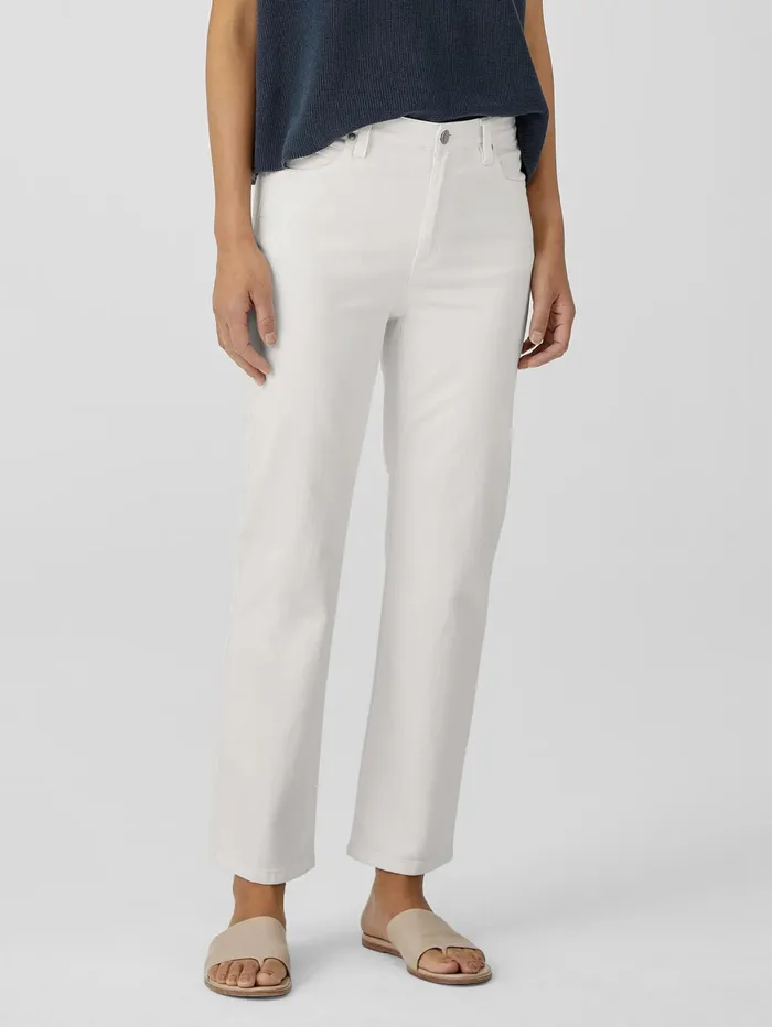 Women Eileen Fisher Pants Shorts and Jumpsuits Undyed Organic Cotton Denim Straight Jean Undyed Natural