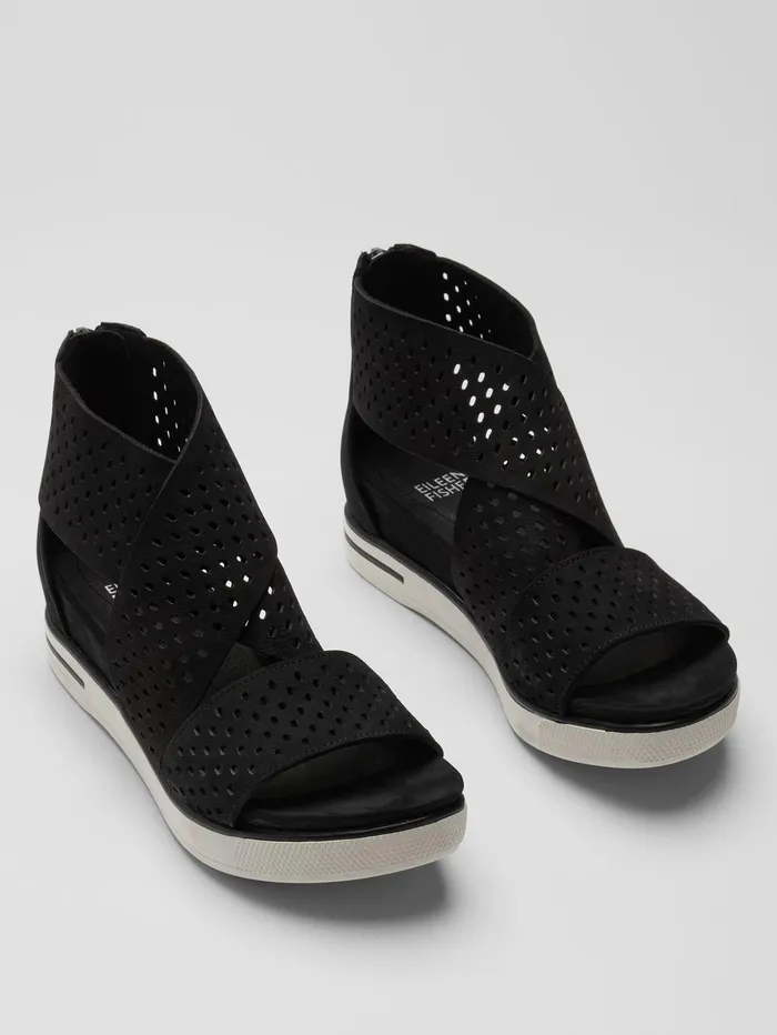 Women Eileen Fisher Shoes Sport Tumbled Nubuck Sneaker Sandal Black