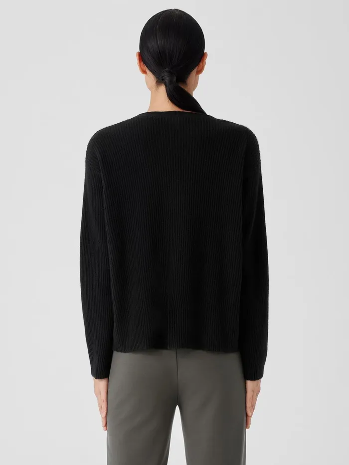 Women Eileen Fisher Sweaters and Cardigans Italian Cashmere VNeck Top Black