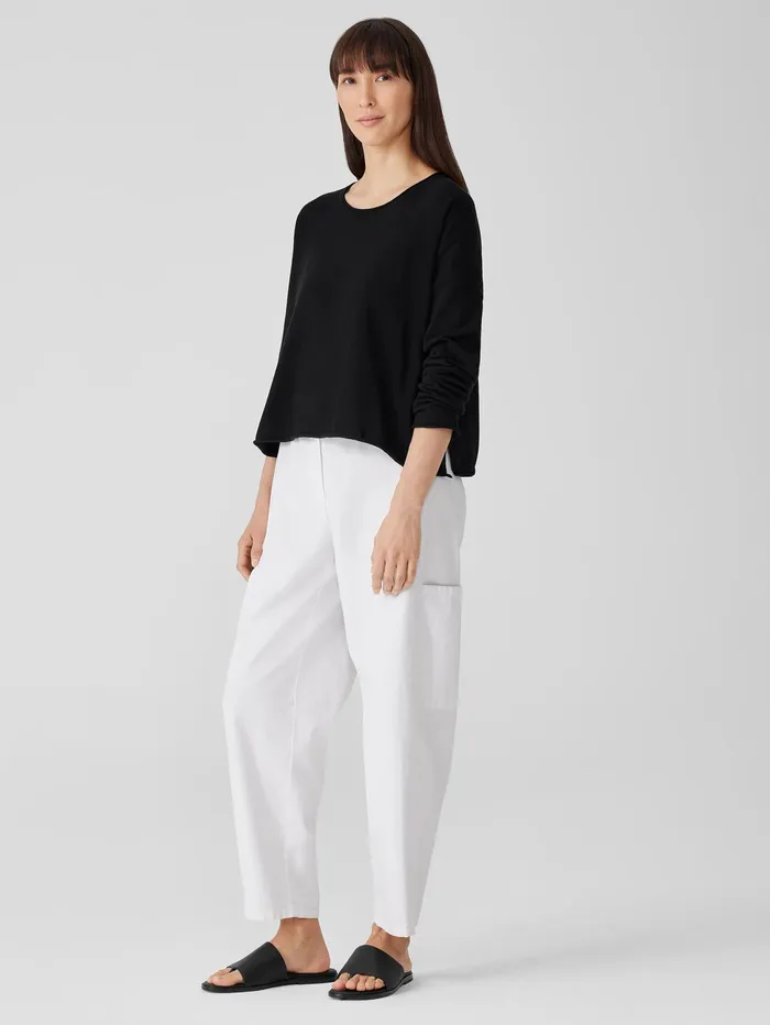 Women Eileen Fisher Sweaters and Cardigans Peruvian Organic Cotton Crepe Crew Neck Top Black