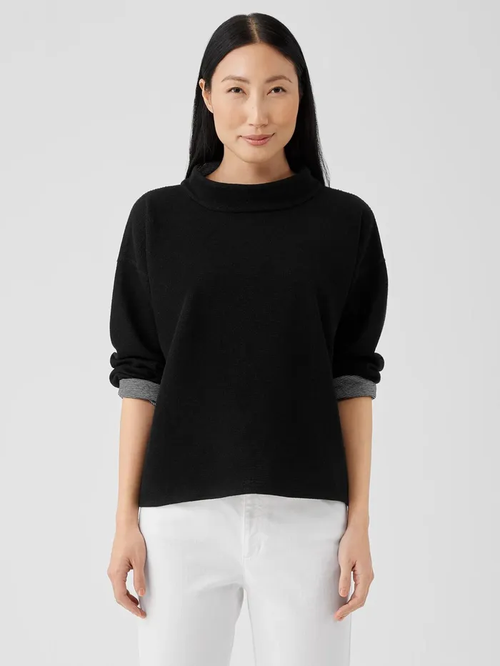 Women Eileen Fisher Tops and Tees Doubleknit Organic Cotton Stripe Reversible Top Black Women Eileen Fisher Tops and Tees Doubleknit Organic Cotton Stripe Reversible Top Black