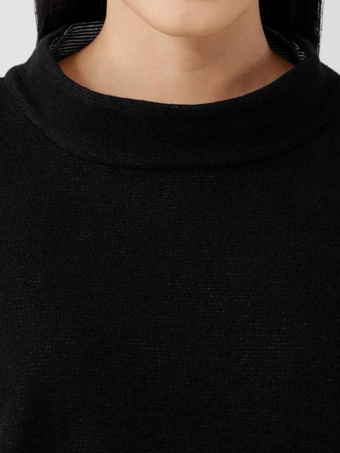 Women Eileen Fisher Tops and Tees Doubleknit Organic Cotton Stripe Reversible Top Black