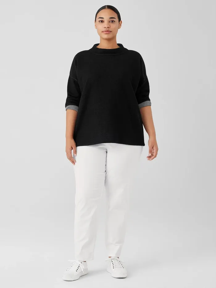 Women Eileen Fisher Tops and Tees Doubleknit Organic Cotton Stripe Reversible Top Black