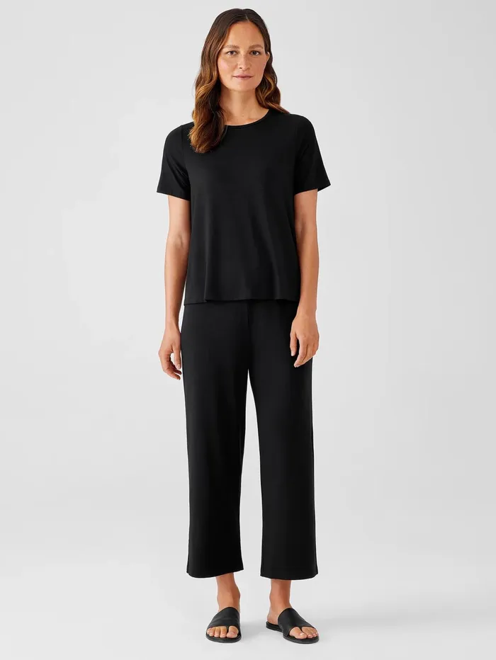 Women Eileen Fisher Tops and Tees Fine Jersey Crew Neck Tee Black