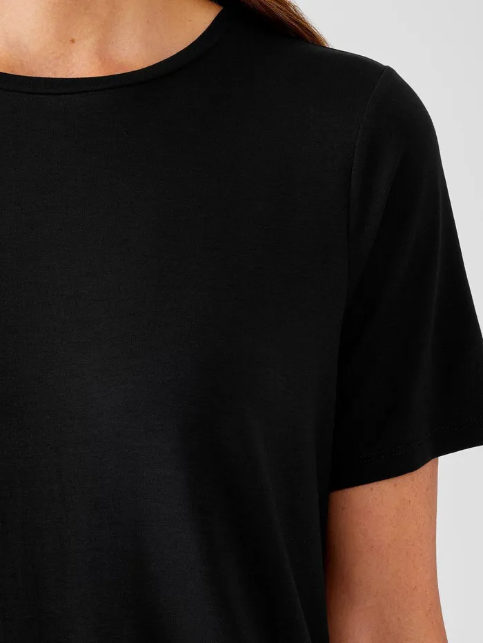 Women Eileen Fisher Tops and Tees Fine Jersey Crew Neck Tee Black