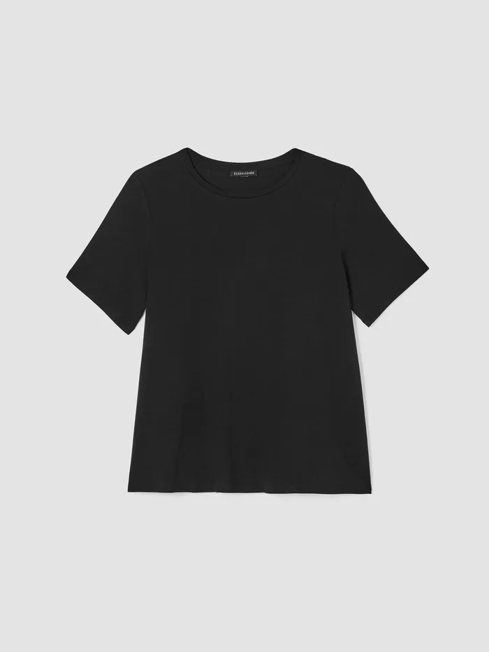 Women Eileen Fisher Tops and Tees Fine Jersey Crew Neck Tee Black
