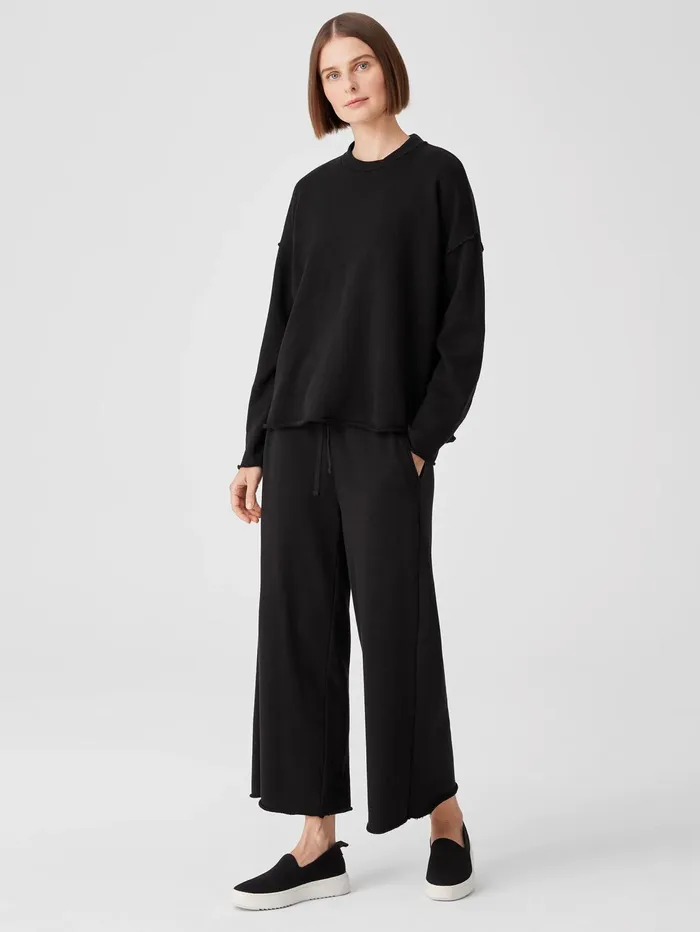 Women Eileen Fisher Tops and Tees Organic Cotton French Terry BoxTop Black