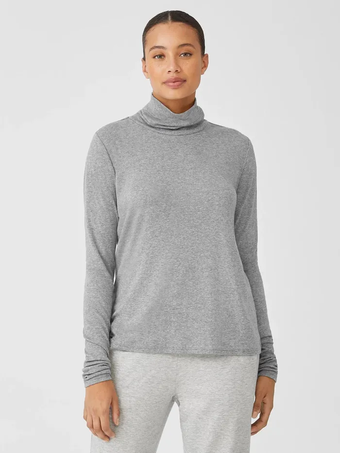 Women Eileen Fisher Tops and Tees Ribbed Pima Cotton Blend Top Moon