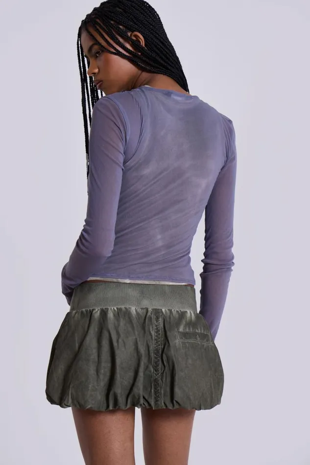 Women Fiala Pearl Button Mesh Top Jaded London Long Sleeve Tops