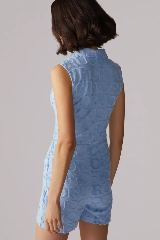 Women Fiorucci Dresses Monogram Towelling Playsuit Blue Women Fiorucci Dresses Monogram Towelling Playsuit Blue