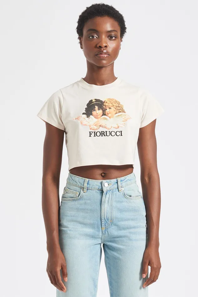 Women Fiorucci TShirts and Tops Angels Crop TShirt Pale Pink