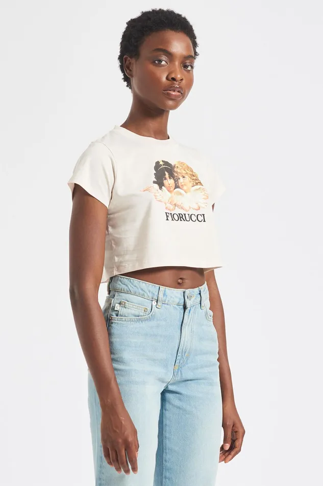 Women Fiorucci TShirts and Tops Angels Crop TShirt Pale Pink Women Fiorucci TShirts and Tops Angels Crop TShirt Pale Pink