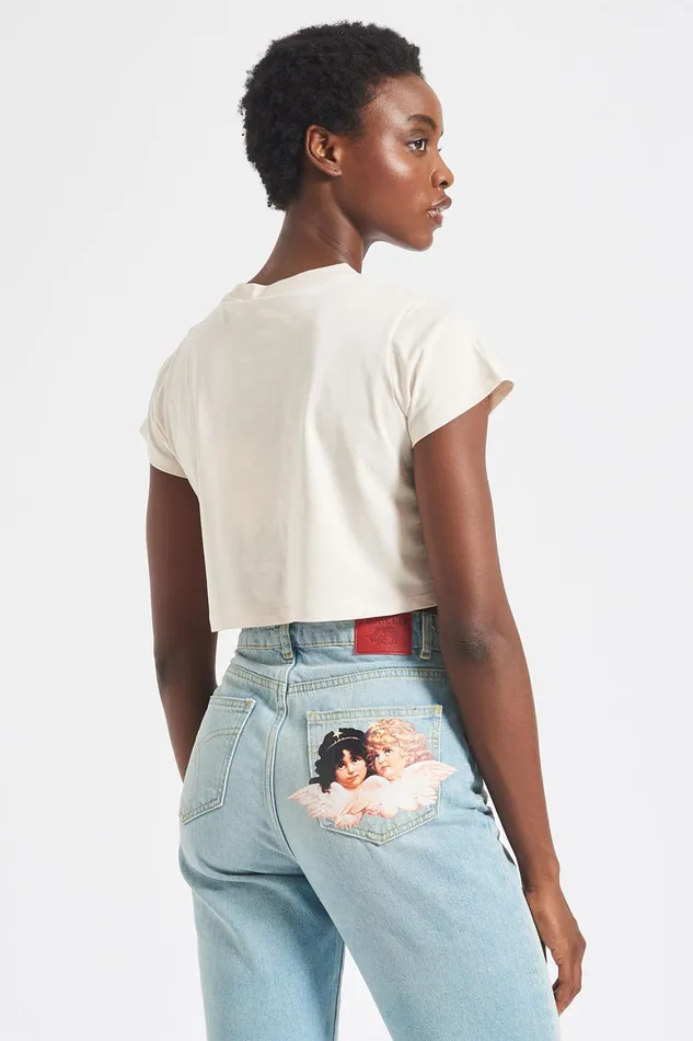 Women Fiorucci TShirts and Tops Angels Crop TShirt Pale Pink Women Fiorucci TShirts and Tops Angels Crop TShirt Pale Pink