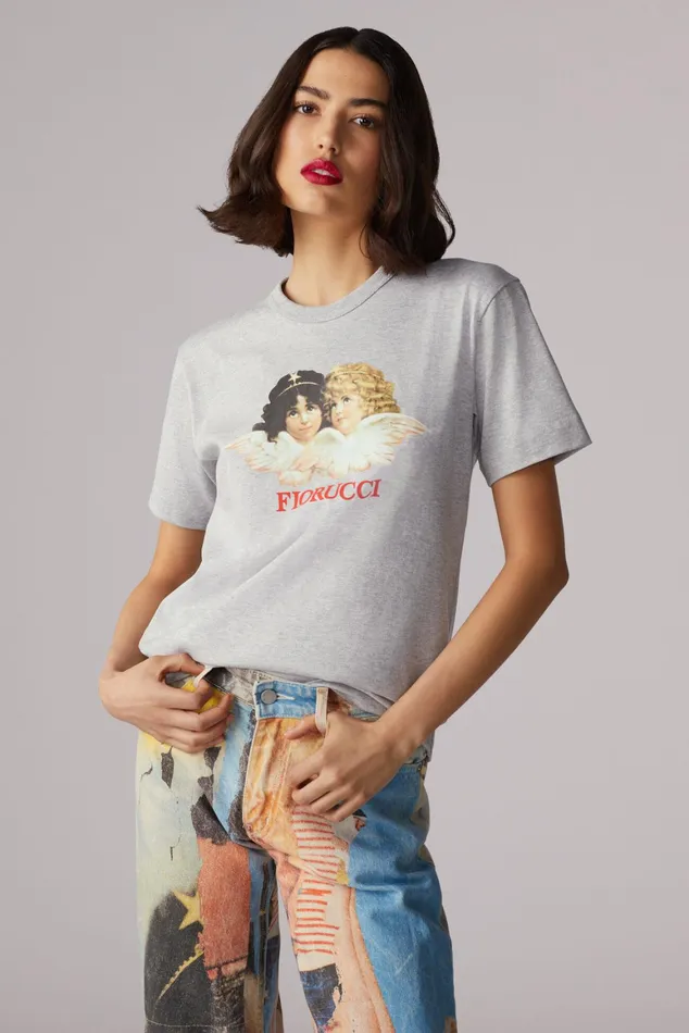 Women Fiorucci TShirts and Tops Angels TShirt Grey Women Fiorucci TShirts and Tops Angels TShirt Grey