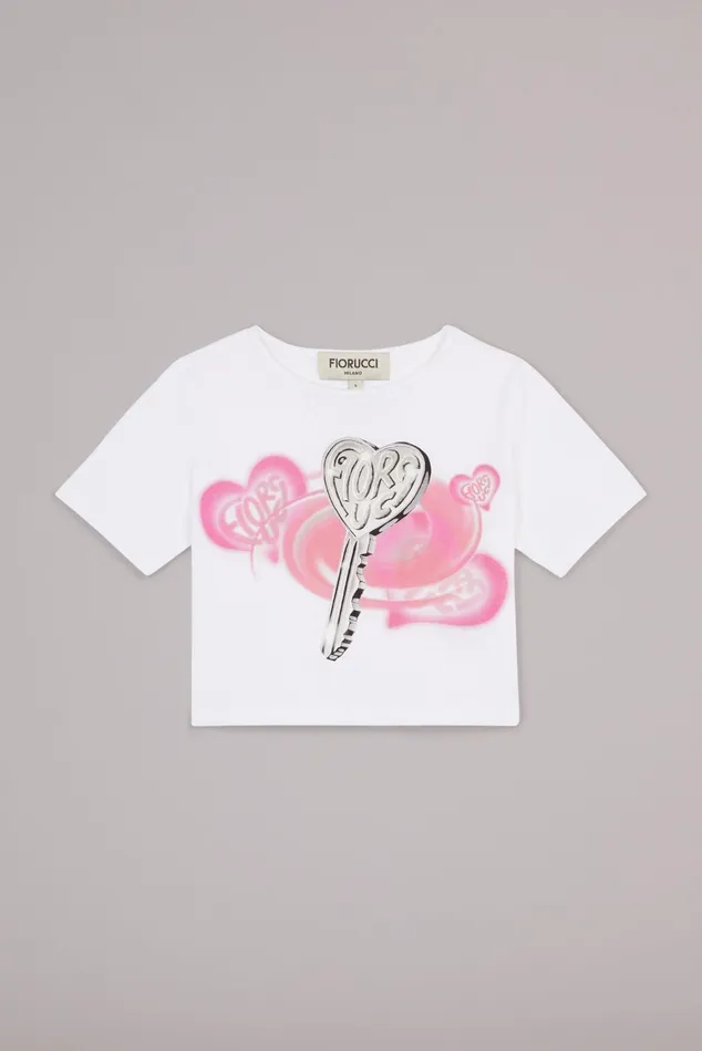 Women Fiorucci TShirts and Tops Love Is Key Baby TShirt White Women Fiorucci TShirts and Tops Love Is Key Baby TShirt White