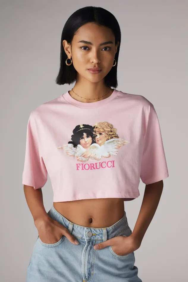 Women Fiorucci TShirts and Tops Vintage Angels Crop TShirt Pale Pink Women Fiorucci TShirts and Tops Vintage Angels Crop TShirt Pale Pink