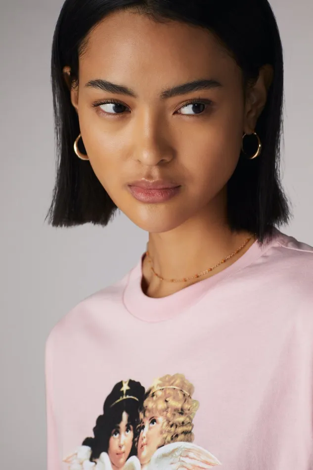Women Fiorucci TShirts and Tops Vintage Angels Crop TShirt Pale Pink Women Fiorucci TShirts and Tops Vintage Angels Crop TShirt Pale Pink