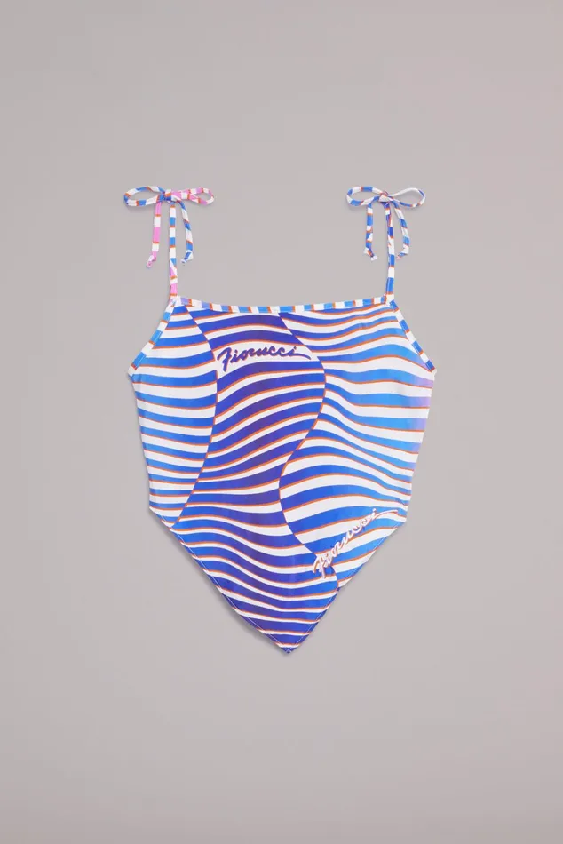 Women Fiorucci TShirts and Tops Wave Print Bandana Crop Top Multi Women Fiorucci TShirts and Tops Wave Print Bandana Crop Top Multi