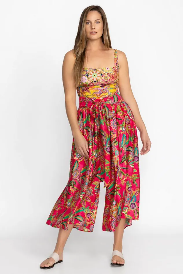 Women FLAMINGO PALAZZO CROPPED PANT Flamingo Johnny Was Swim and Resort