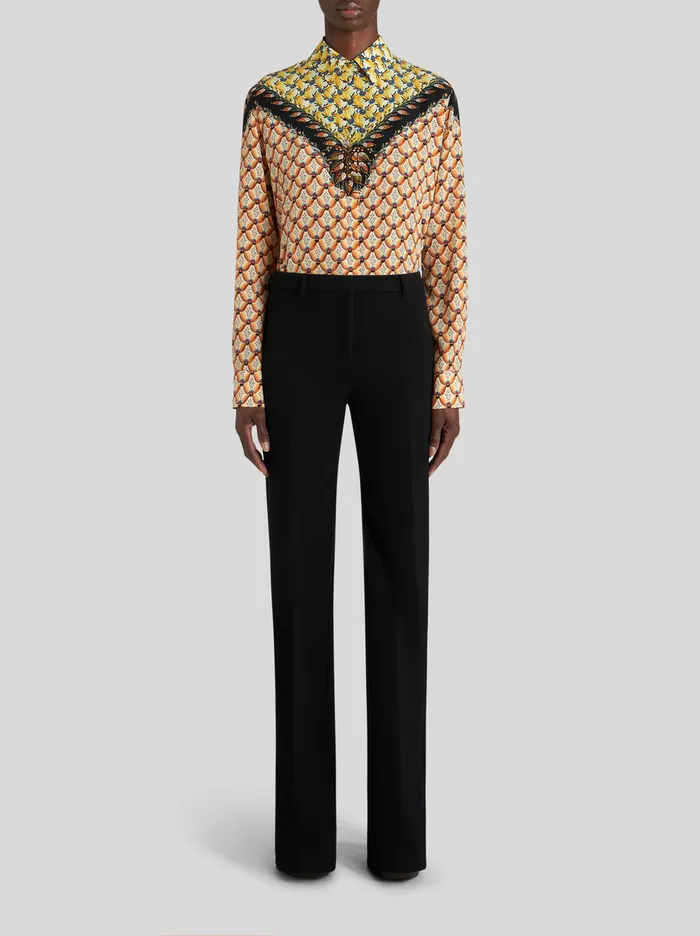 Women Flared Wool Trousers Etro Trousers