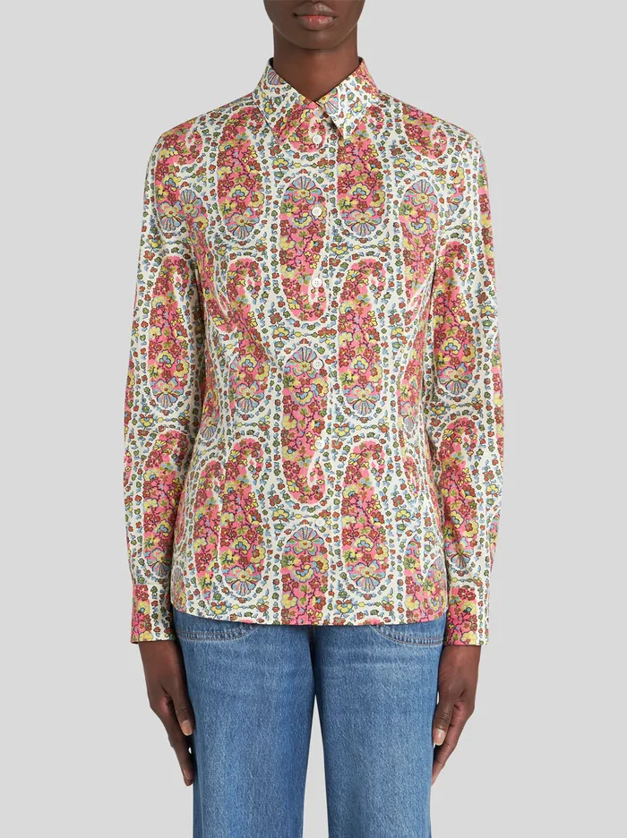 Women Floral Paisley Waist Fitted Shirt Etro Shirts And Blouses