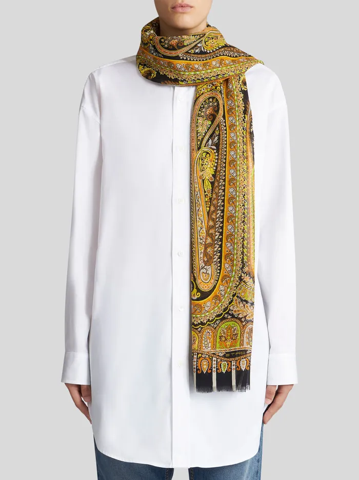 Women Fringed Paisley Silk Scarf Etro Scarves And Silk