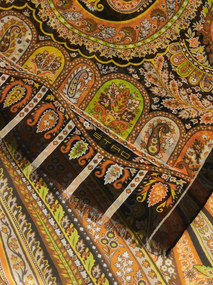 Women Fringed Paisley Silk Scarf Etro Scarves And Silk
