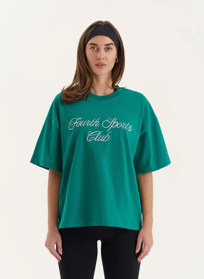 Women Green Sports Club Slogan Oversized TShirt Estelle 4th and Reckless Tops