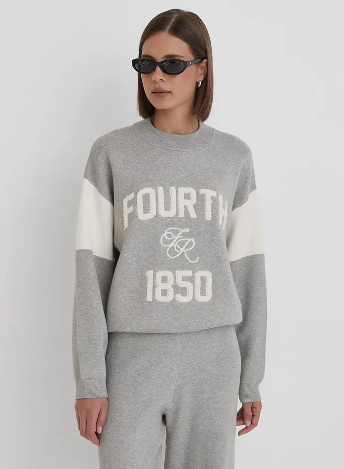 Women Grey Branded Knitted Jumper Davis 4th and Reckless Athleisure