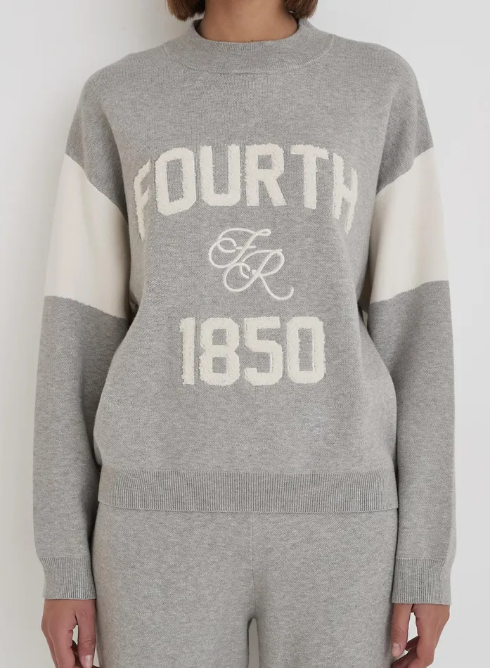 Women Grey Branded Knitted Jumper Davis 4th and Reckless Athleisure