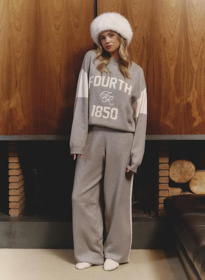 Women Grey Branded Knitted Jumper Davis 4th and Reckless Athleisure