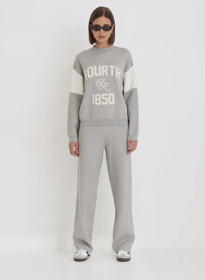 Women Grey Branded Knitted Jumper Davis 4th and Reckless Athleisure