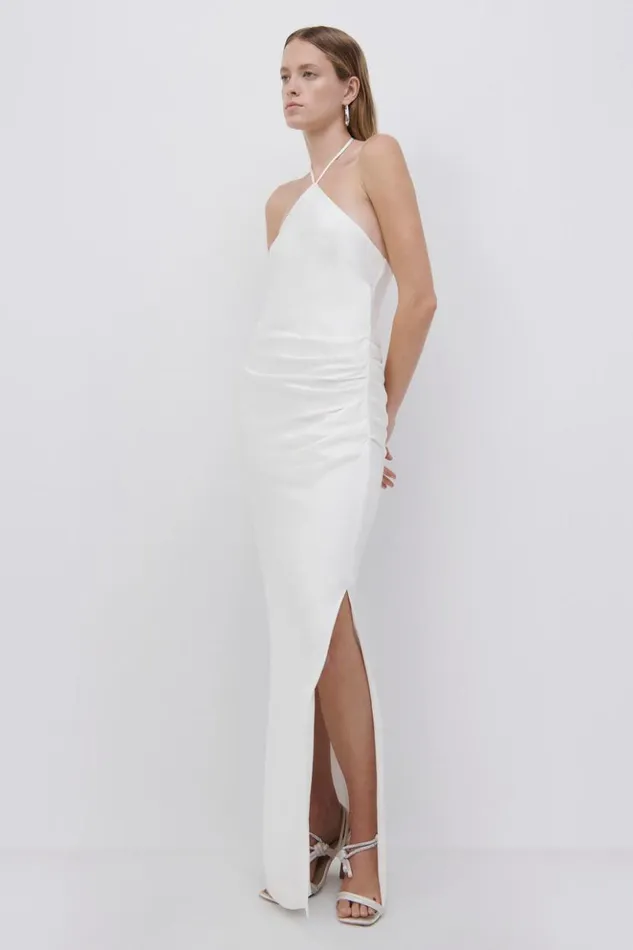 Women Hansel Satin Gown EXCLUSIVE White Jonathan Simkhai Dresses and Jumpsuits
