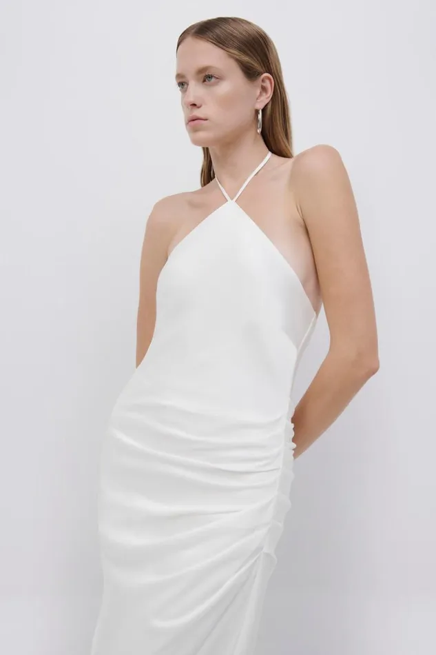 Women Hansel Satin Gown EXCLUSIVE White Jonathan Simkhai Dresses and Jumpsuits