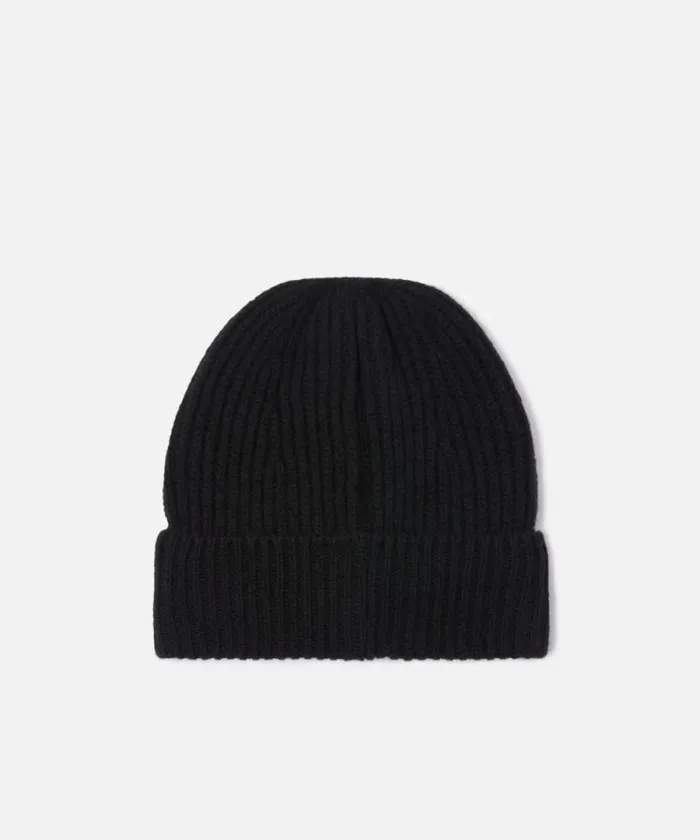 Women Hats Pinko Ribbed Wool Hat With Logo Limo Black Women Hats Pinko Ribbed Wool Hat With Logo Limo Black