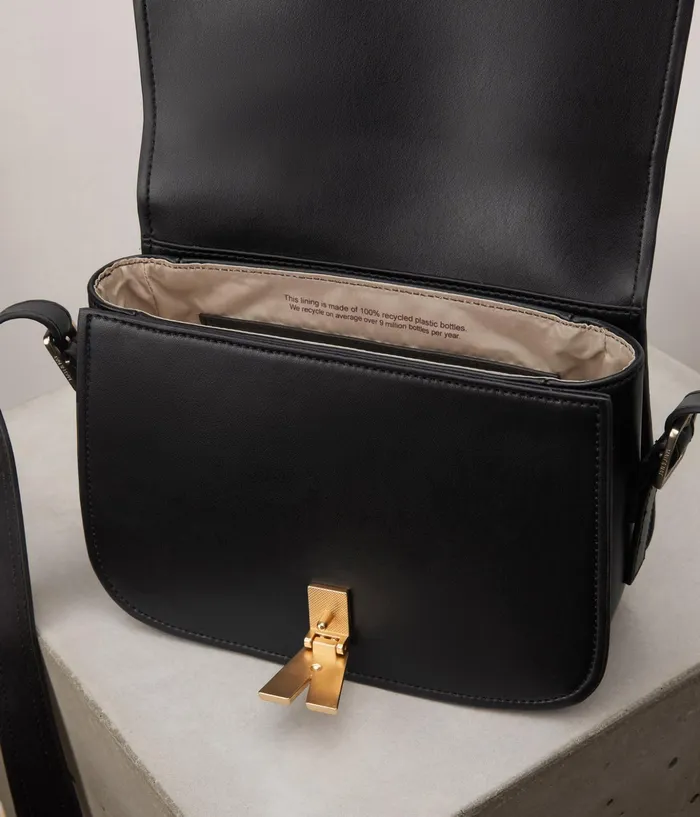 Women Hatun Vegan Crossbody Bag 8211 Appleskin Black Matt and Nat Crossbody