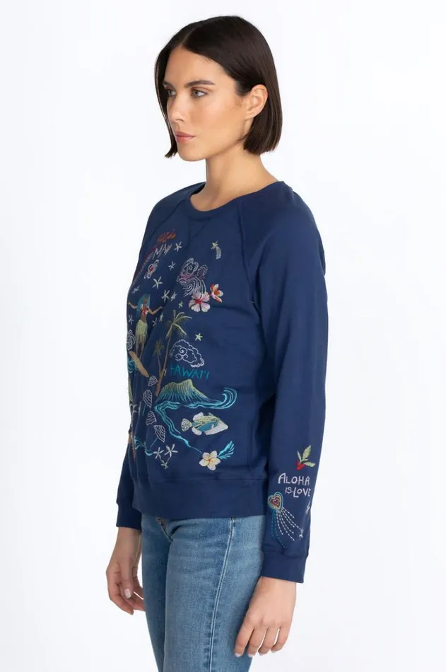 Women Hawaii Raglan Sweatshirt Navy Johnny Was Tops Women Hawaii Raglan Sweatshirt Navy Johnny Was Tops