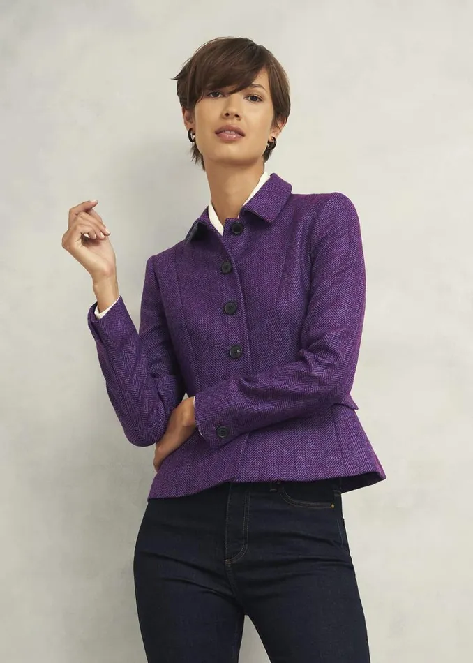 Women HOBBS Coats and Jackets Daniella Wool Jacket Purple Multi