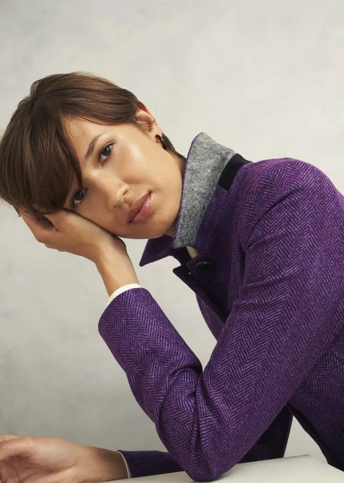 Women HOBBS Coats and Jackets Daniella Wool Jacket Purple Multi