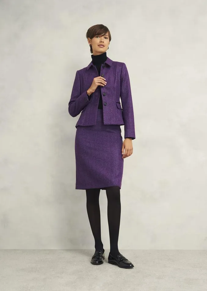 Women HOBBS Coats and Jackets Daniella Wool Jacket Purple Multi